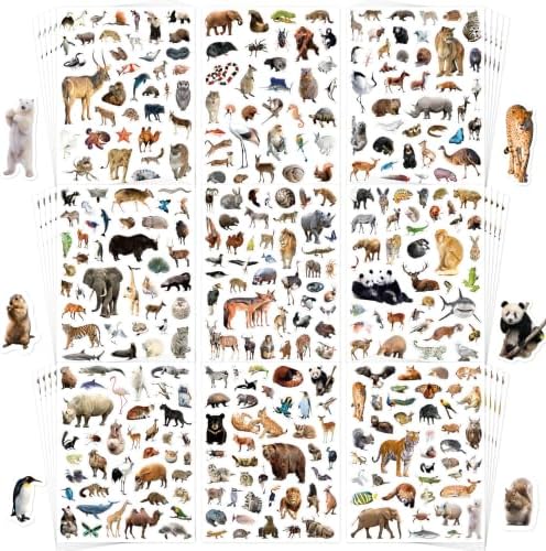 LINAYE 45 Sheets Animals Stickers for Kids Jungle Zoo Animals Stickers