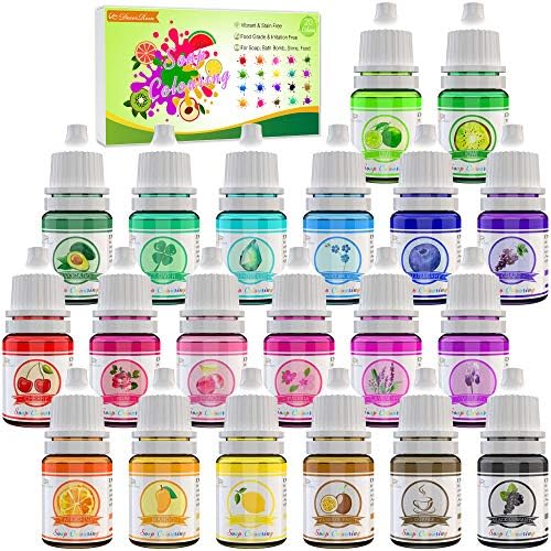 Soap Dye & Colorant - 20 Vibrant Liquid Colors for Soap Making & Bath Bombs