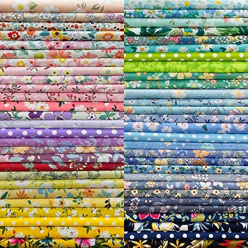 8"x8" 50pcs Cotton Fabric Squares for Sewing Quilting Supplies-Floral