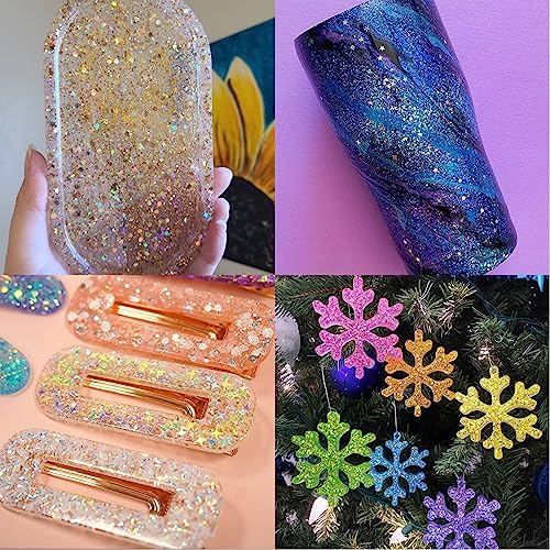 Holographic Chunky and Fine Glitter Mix, 45 Colors Craft Glitter for Epoxy Resin Arts, Iridescent Nail Glitter, Cosmetic Eye Hair Face Body Glitter, Glitter Flakes Sequins for Tumbler Festival Jewelry
