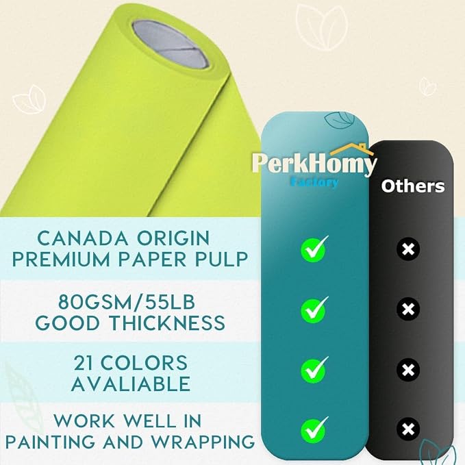 PerkHomy Neon Green Kraft Paper Roll 48" x 3,600" (300') for Gift Wrapping Bouquet Flower Art Painting Craft Writing Packaging Shipping 80GSM 55LB (Neon Green, 48" x 300')