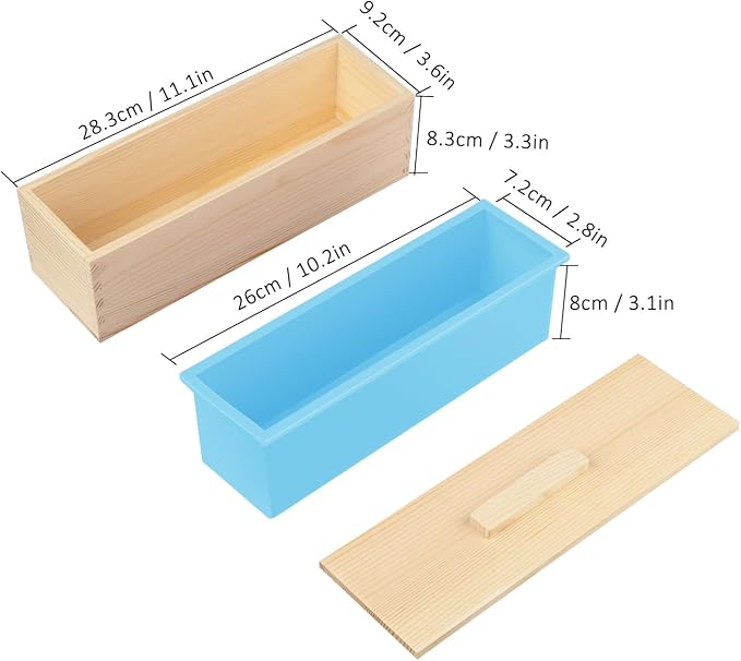 GNIEMCKIN Soap Loaf Box, 42 oz Silicone Soap Wood Box for Soap Making with Wooden Boxes, Set of 6, Soap Bar Box Can Be Used for Homemade Soap Produce, Soap Making, Ideal Size and Large Capacity.