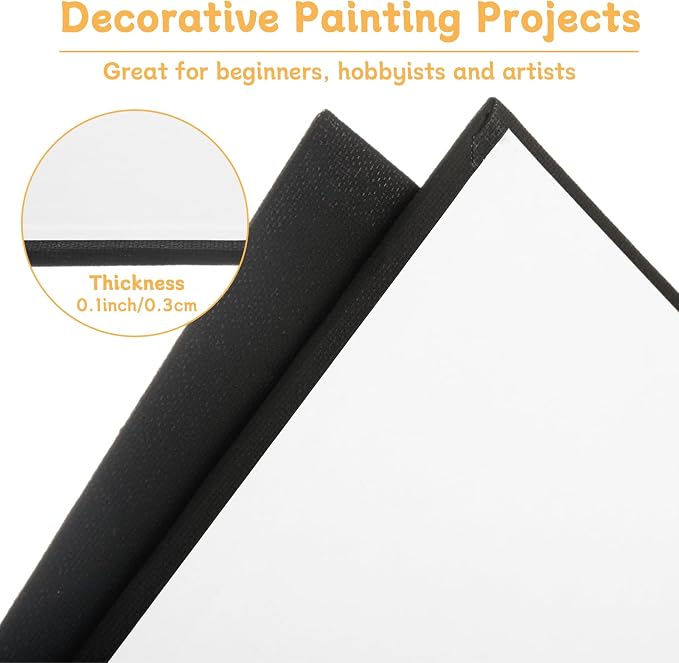 24PCS 8x10 Inch Black Canvas Panels, Small Canvas Boards for Painting, Cotton Canvas Panels for Oil Acrylic Watercolor Paint