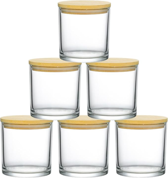 SUPMIND 6 Pack Glass Candle Jars with Lids,18 fl.oz Clear Candle Containers | Bulk Candle Jars for Making Candles, Ideal for DIY Candle Making, Home Decor, and Gifts-Dishwasher Safe