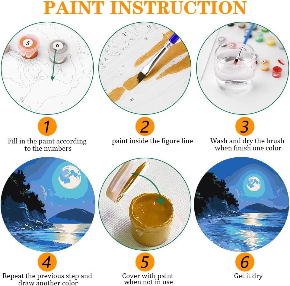Axquilon 4 Packs Framed Paint by Numbers Kit with Easel 8x12in
