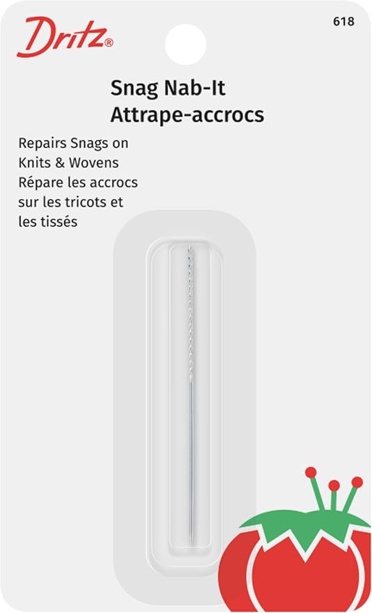 Dritz Snag Nab-It 2.5 Inch Snag Repair Tool for Knits and Wovens | Metal snag repair tool for knits, wovens, sweaters, drapes, upholstery; works on lined garments