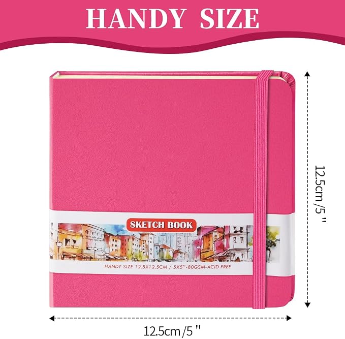 5x5 Pocket Sketch Book,80gsm Hardcover Art Sketchbook for Drawing Journal