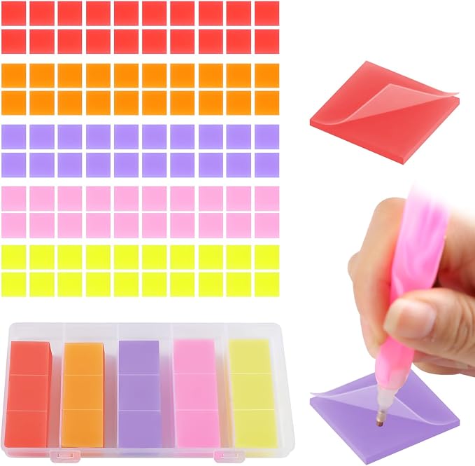 Phinus Diamond Art Wax 100 PCS, 5 Different Colors DIY Diamond Painting Wax with Storage Box for Adults and Kids, 2x2 cm Glue Wax for Diamond Art Painting