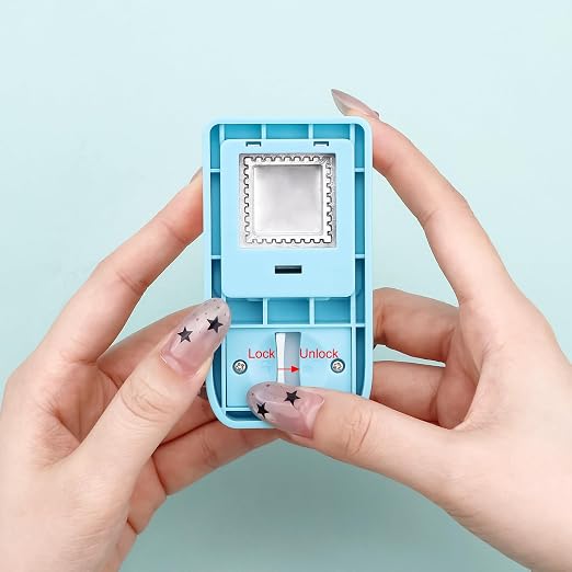 BAOFALI 3Pcs/Set Stamp Puncher 1inch Square Postage Stamp Punch |Stamp Hole Puncher| Scalloped Rectangle Lever Action Paper Punches for Crafting Scrapbooking DIY Card Making Arts Crafts Supplies