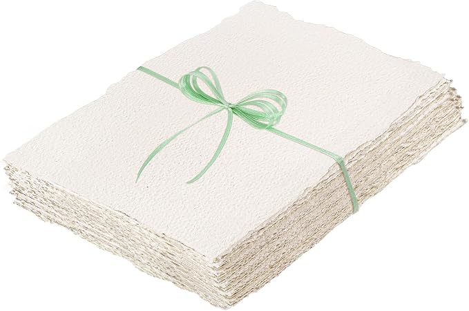 Watercolor Paper 8.5 x 11, 160 GSM Deckled Edge Handmade Paper, 50 Sheets