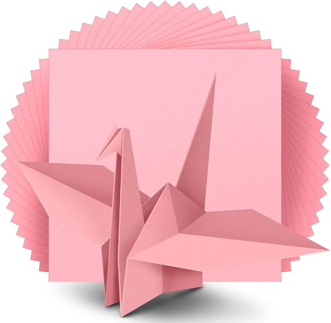 IOOLEEM Origami Paper, 200 Sheets, Pink Origami Paper, 6 Inch Square, Double Sided Colored Paper for Crafts DIY Party & Decoration