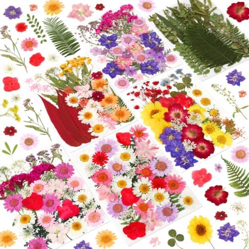 NESCCI 210 Pcs Dried Pressed Flowers for Resin,Real Nature Dried Flowers for Crafts Bulk Dry Flowers Leaves Kit Used for Resin Molds Scrapbooking DIY Art Crafts Candle Soap Making Nails Décor