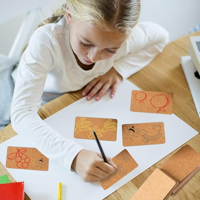 Nettbe 100pcs 3.54"x2" Blank Kraft Paper Business Card, Words Message Notes paper Tags, Mini Craft Cardboard Festival gifts
