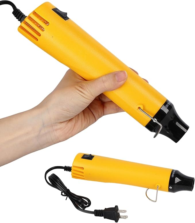 Heat Gun 300W, Handed Hot Air Gun for Crafting and DIY (Yellow) | 3.28FT Ultra-Long Cable Portable Heat Gun with Stand and Power Cord for Shrinking Wrapping PVC and Drying Paint