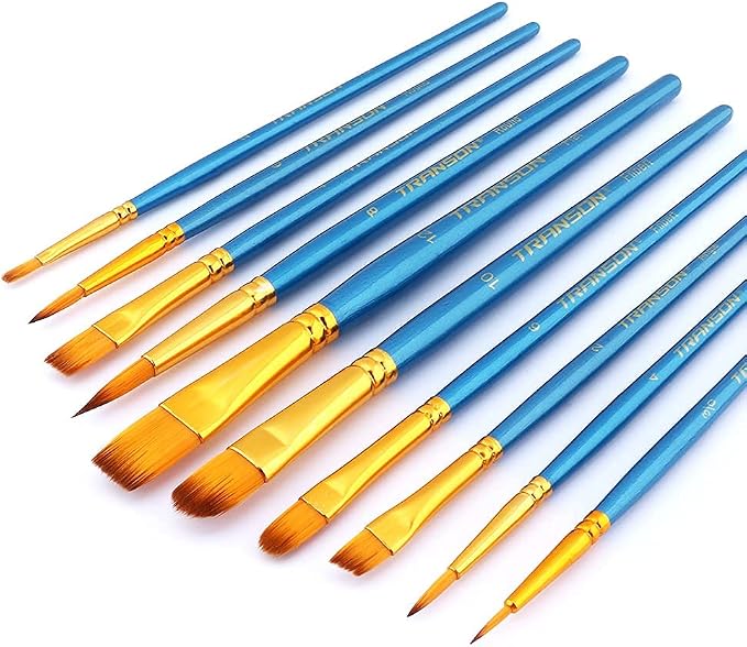 Transon 20pcs Bulk Artist Paint Brush Set for Acrylic Watercolor Gouache Hobby Craft Face Painting Blue