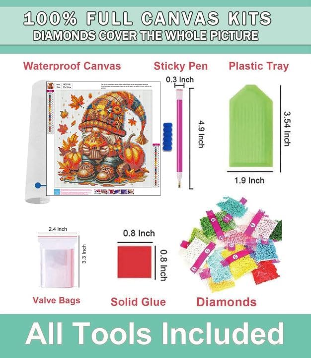 Lophomie Gnome Diamond Art Kits for Adults, 5D Fall Diamond Painting Kits