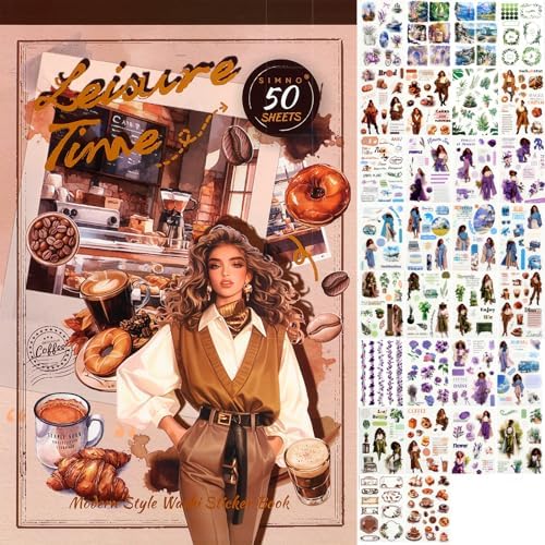 Scrapbook Stickers Book - 400 Aesthetic Pre-Cut People & Washi Stickers for Journaling Junk Journaling Sticker