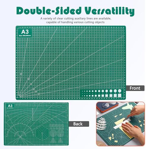 2 Packs Cutting Mats, 12inch x 18inch Rotary Cutting Mat Double Sided 5-Ply Craft Cutting Board for Sewing Crafts Hobby Fabric Precision Scrapbooking Project (A3: 12"W x 18"L)