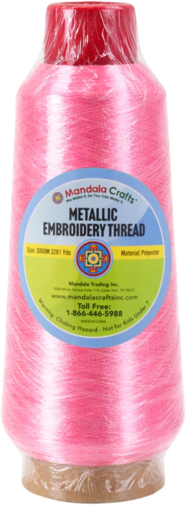 Mandala Crafts Metallic Pink Embroidery Floss for Sewing, 3281 Yard Spool
