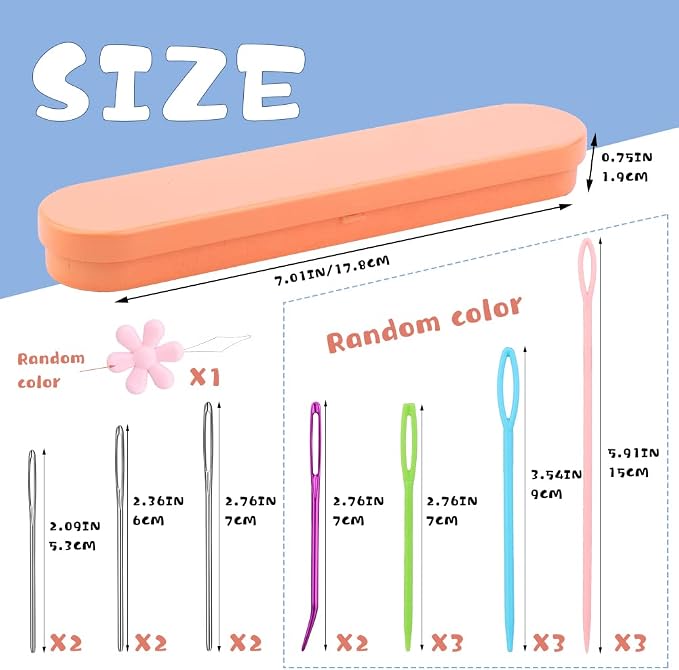 Yarn Needle, Bent Tapestry Needles, Plastic Large Eye Sewing Needles | Darning Needles Large Eye Blunt Needles Crafting Knitting Needles with Storage Box Needle Threader for Knitting Crochet