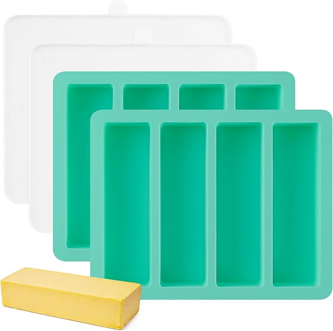 Zorazio Silicone Butter Mold Tray with Lid-Large Cavity,2Pack Non-Stick Silicone Butter Maker,Butter Mold for Homemade Butter,Ideal for Energy Bar, Ice Cube