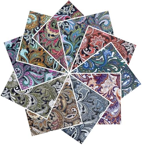 4" 200pcs Cotton Fabric Squares for Sewing Quilting Supplies- Dark Paisley
