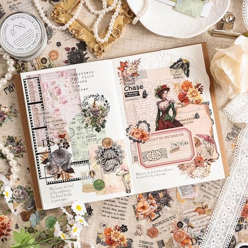 309 Pcs/24 Sheets Stickers for Scrapbooking,Scrapbook Flower Stickers for Scrapbooking Art Journal Bullet Journal Accessories