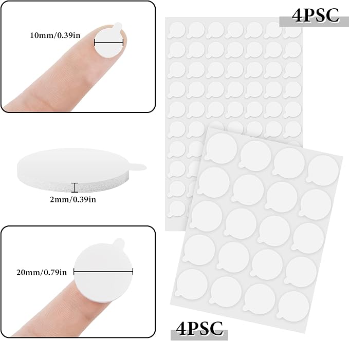 ACFELLE 8 Sheets Foam Dots 3D Round Adhesive, 2 Size Pop Dots Sticky Double Sided Tape for DIY Craft Making Scrapbooking with Hand Tear Position 360Pcs (0.4 & 0.8inch)