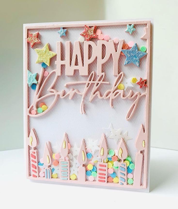 Lapoo Words Cutting Die for Scrapbooking - Durable, Cut Stencils for DIY Scrapbook Photo Album Decorative Paper Card, Card Making Supplies Party Wedding Decorations (Happy Birthday 5.5 x 4.3 in)