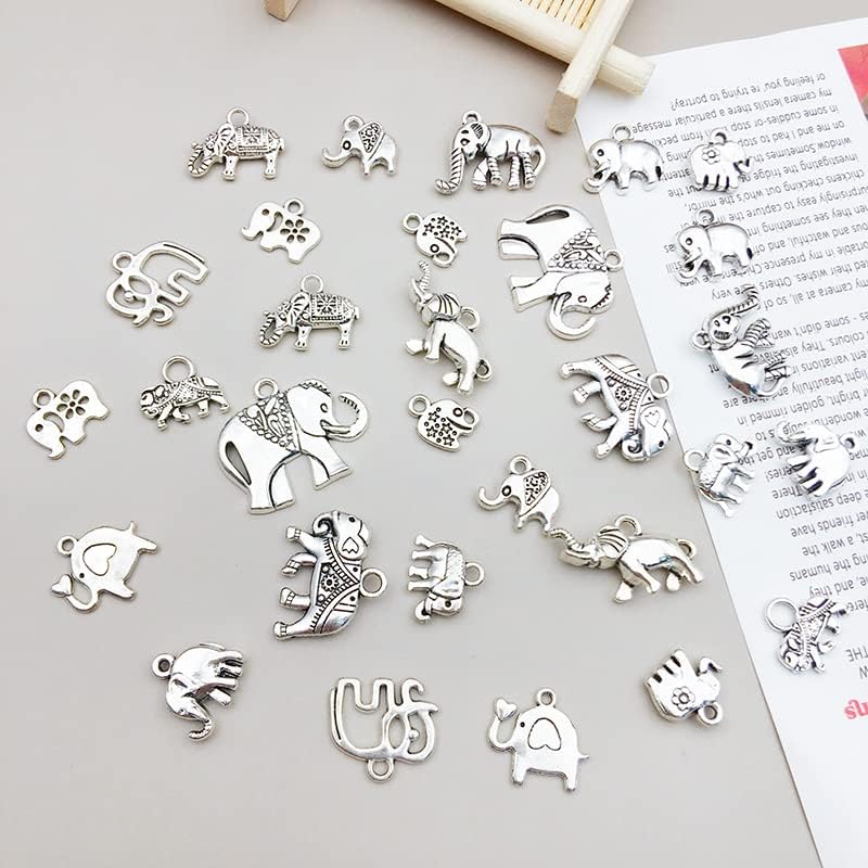 WOCRAFT 120pcs Antique Silver Elephant Charm for Jewelry Making Alloy Charms for DIY Crafts (SN036)