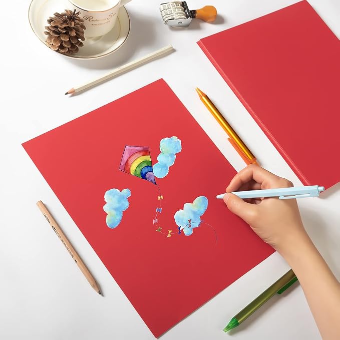 20 Sheets Blank Red Thick Paper Cardstock, 8.5 x 11 inches