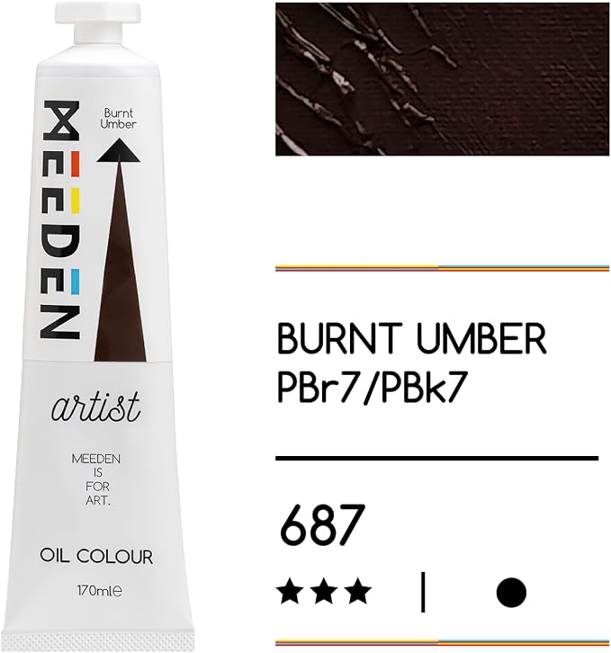 MEEDEN Artist Grade Oil Paint: Burnt Umber - 170ml/5.7oz Tube | Professional Art Paints and Supplies for Canvas Painting