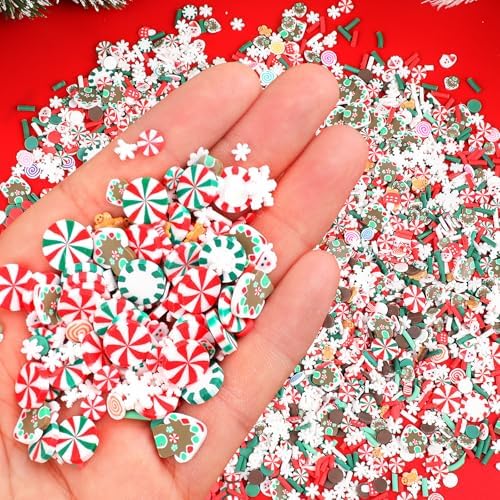 FOIMAS Fake Christmas Sprinkles, 4.76 oz Mini Fake Sprinkles Christmas Polymer Clay Slices for Crafts Art DIY Cake Decoration Slime Card Filler Supply