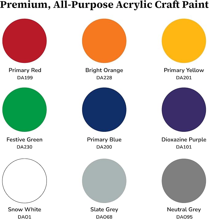 DecoArt Americana Acrylic Paint Set – Color Wheel & Color Theory Collection, 9 Bottles (2 fl oz) – Art and Craft Acrylic Paints for Canvas, Wood, and More