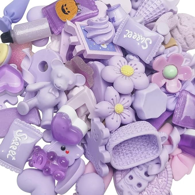 Chenkou Craft 50pcs Lots Mix Assorted Purple Craft DIY Flatbacks Resin Flat Back Buttons Scrapbooking (Purple)