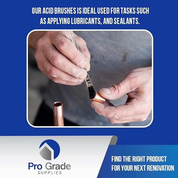 Pro Grade Acid Brushes, 3/8 Inch Flux Brush for Glue & Grease, 36 Count | Soldering, plumbing & welding | Epoxy, resin & adhesives | Boar hair bristles, metal ferrule | Jewelry & crafts