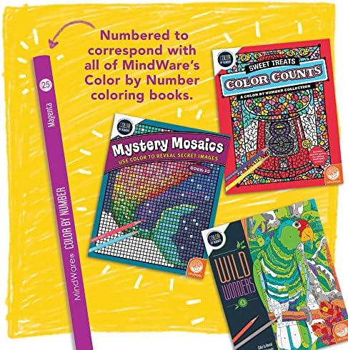 MindWare Color by Number Colored Pencils for Kids & Adults - Great as Drawing Pencils or Classroom Supplies - Set of 36 Coloring Pencils in a Durable Tin Storage Container - Ages 5 and Up
