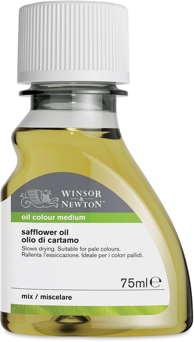 Winsor & Newton Sansodor Refined Safflower Oil, 75ml (2.5oz) Bottle | Pale, non-yellowing oil medium formulated to improve paint flow and slow drying for light oil shades.