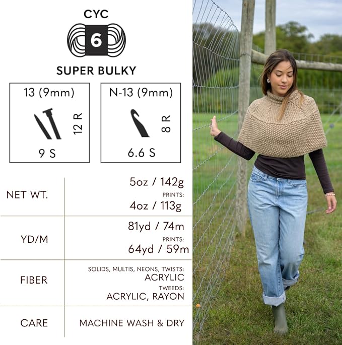 Lion Brand Yarn 135-108I Hometown Yarn, Washington Denim (1 skein) | Super Bulky Acrylic Fiber for Warm Crochet Blankets, Knit Winter Hats, Chunky Cardigans, Soft Scarves, Weaving