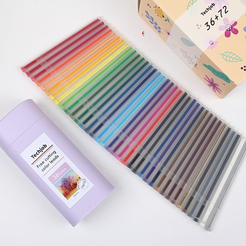 Mechanical Colored Pencils 2.6mm 36 Colors with Coded Refills (72PCS)