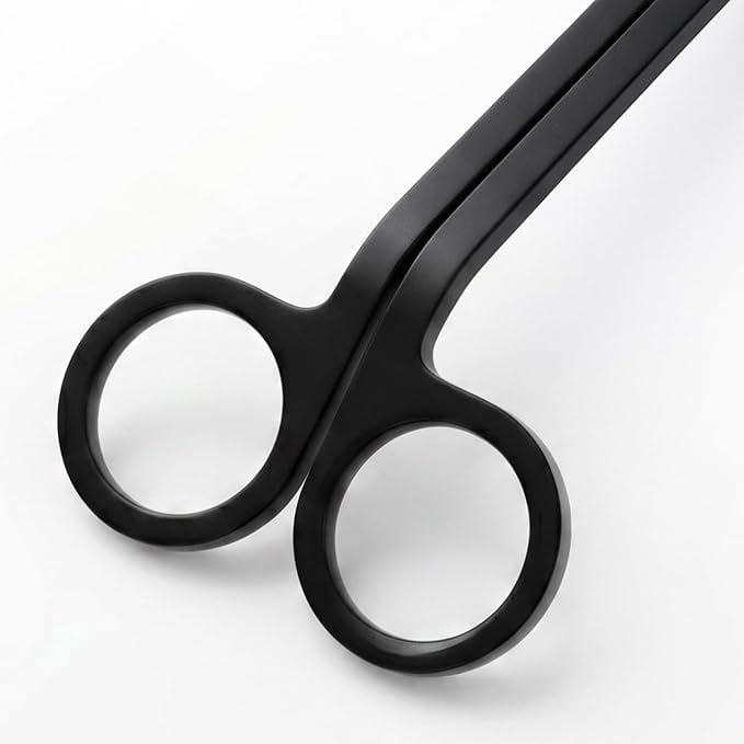 CHEFBEE Black Stainless Steel Candle Wick Trimmer | Polished Wick Clipper, Clean Even Burn, Prevents Soot Buildup, Reaches Deep Jar Candles, Sturdy Precice Cutting