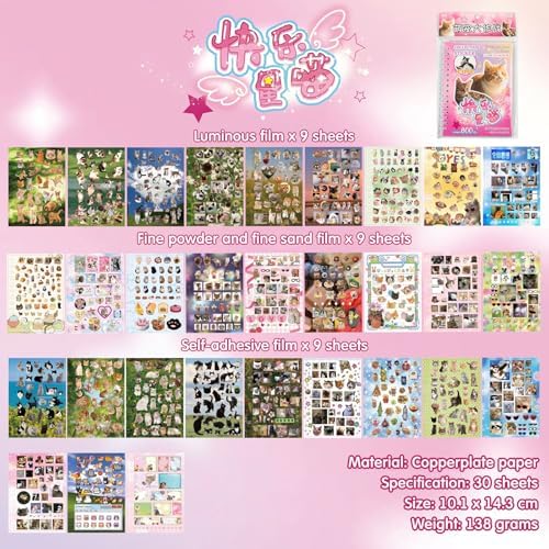 Pet Pal Series Stickers Scrapbooking Supplies for Junk Journal, 30 Sheets Washi Stickers - Vintage Journaling Stickers