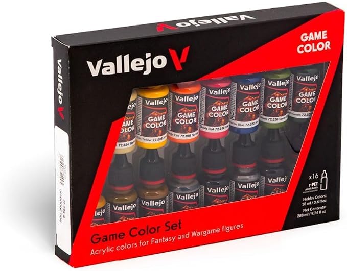 Vallejo - Game Color Introduction Set | Starter Set for Fantasy and Wargame Figures | 16 Bottles x 18 ml (0.60 fl.oz.)
