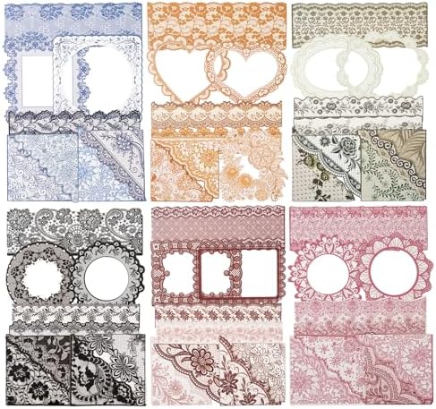 90PCS Vintage Lace Frame Stickers, Retro Scrapbook Stickers with Elegant Borders for Journaling, Junk Journal, DIY Crafts, Planner Decoration