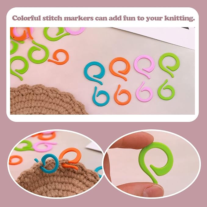 LUNARM Stitch Markers for Crocheting Knitting 160pcs Crochet Stitch Markers | 2 Sizes Knitting Stitch Markers for Finer & Bulky Yarns, Multiple Colors for Lace Shawls,Looms Sewing, Reusable Storage Box