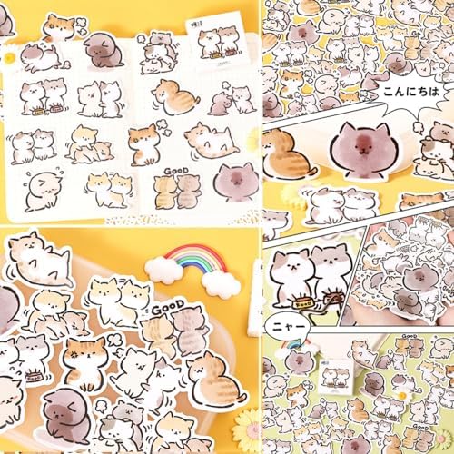 45pcs Cute Cat Stickers for Scrapbooking, Bullet Journal, DIY Decoration, Planners, Suitcase, Diary, Notebooks, Album, Laptop, Phone Cases, and Art Crafts