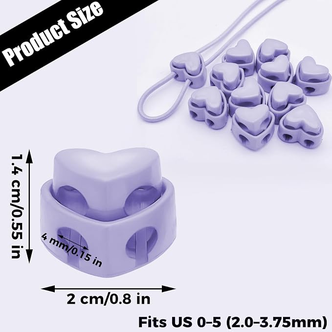 Ravlzors Knitting Needle Stoppers - 20PCS Heart Cord Locks Point Protectors | Suitable for Sizes 0-5 Needles, Double Hole Knitting Accessories for Hand DIY Supplies