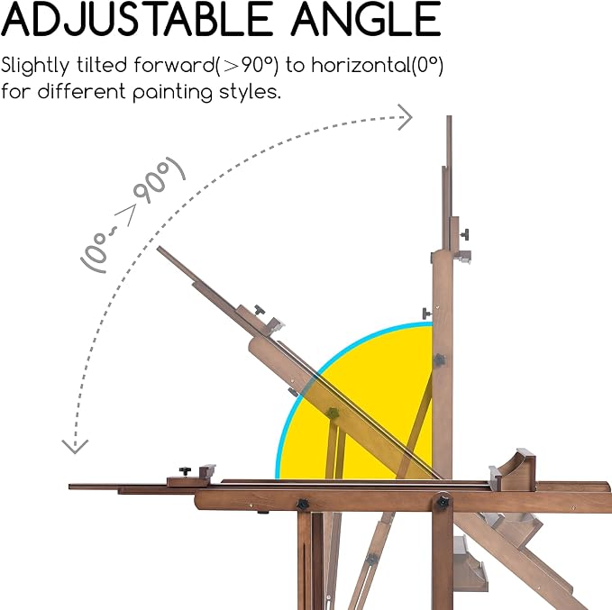 MEEDEN Extra Large Art Easel: H-Frame Wooden Heavy Duty Painting Easel | Solid Beech Wood Artist Professional Easel - Studio Painting Easel Stand with 4 Wheels, Hold Max 82" - Walnut