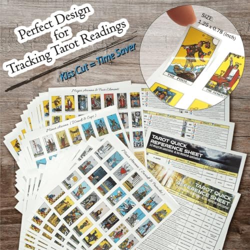 Joyppy Mini Tarot Stickers for Journaling – 1008 PCS Rider Waite Tarot Card Sticker Set,1.25" x 0.78", Waterproof Glossy Vinyl for Planner, Scrapbooking & DIY Crafts, Includes 4 Cheat Sheets