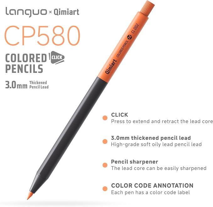 languo Mechanical Colored Pencils, 12PCS Purplish Pink Colors & Sharpener